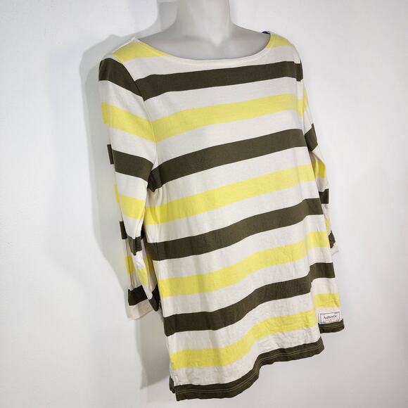 Talbots Tee Authentic Women Medium Carlotta Stripe Cotton Bateau 3/4 Sleeve Knit - Picture 4 of 9